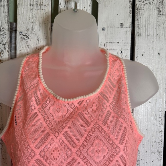 O’rageous Full Lace Pink Floral Tank Top Size Large Boho Unique Beach Romantic - Picture 3 of 11